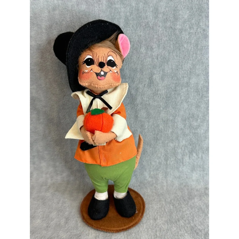 VTG Annalee Pilgrim Boy Mouse Folk Art Felt Figurine‎ Thanksgiving Autumn Decor